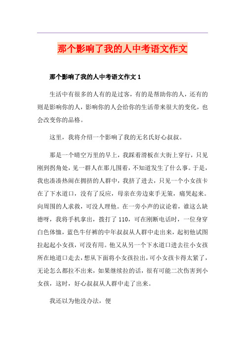 那个影响了我的人中考语文作文
