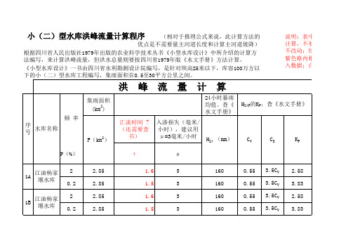 绵阳市水库洪水计算和调洪演算 2005.3.18