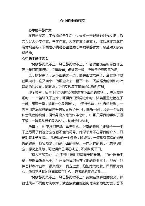 心中的平静作文