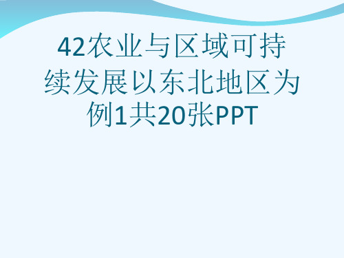 42农业与区域可持续发展以东北地区为例1共20张PPT[可修改版ppt]