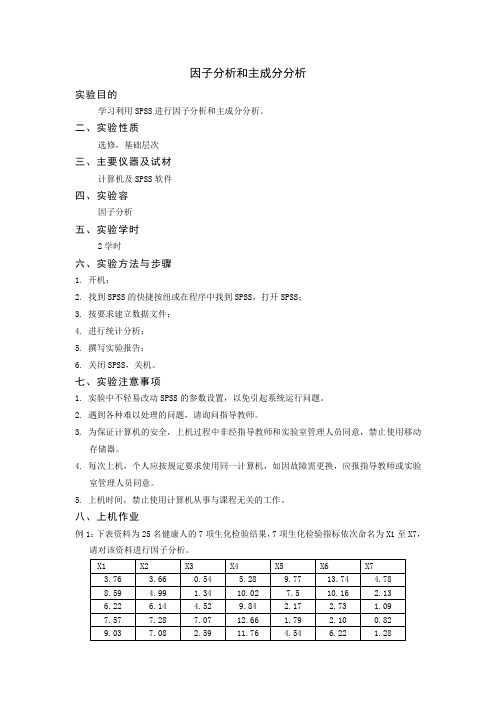 因子分析报告和主成分分析报告