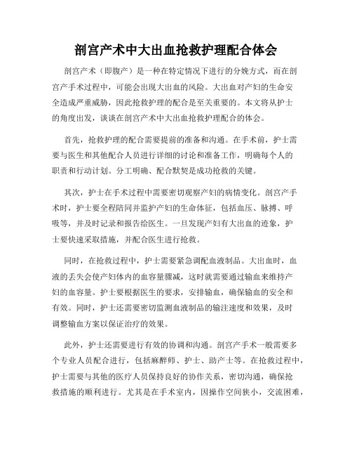 剖宫产术中大出血抢救护理配合体会