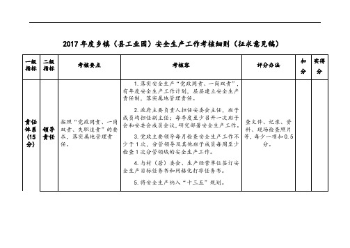 2017年度乡镇考核方案