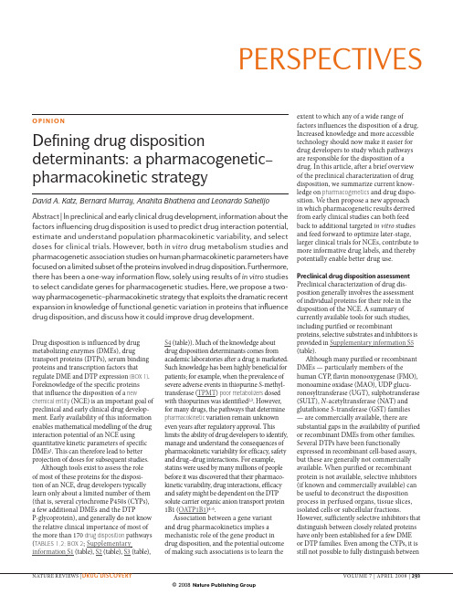 Defining drug disposition determinants