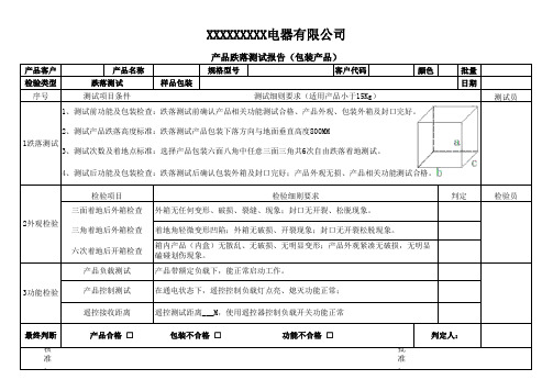 跌落测试检验记录表 