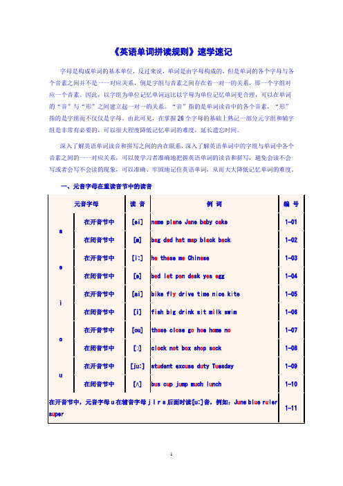 《英语单词拼读规则》速学速记