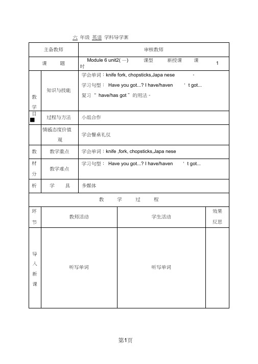 六年级上英语导学案Module6unit2Ix27vegotsomestampsfromChina第