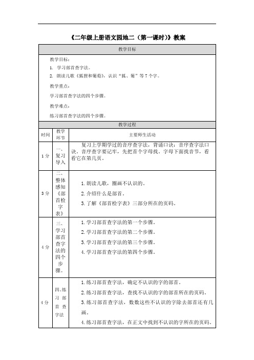 《二年级上册语文园地二(第一课时)》教案