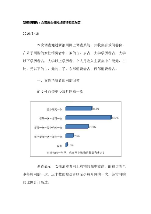 女性消费者网络购物调查报告