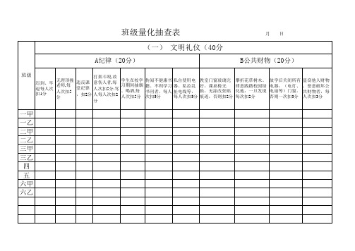 小学班级量化表