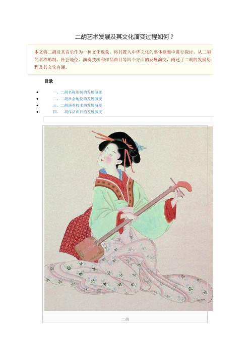 二胡艺术发展及其文化演变过程如何?