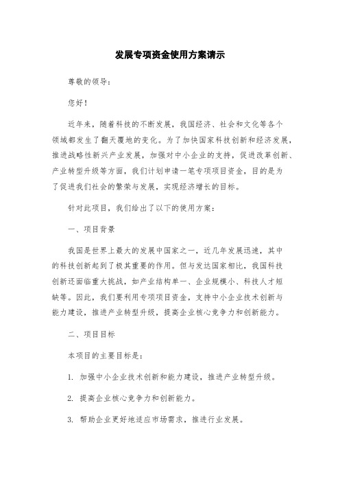 发展专项资金使用方案请示