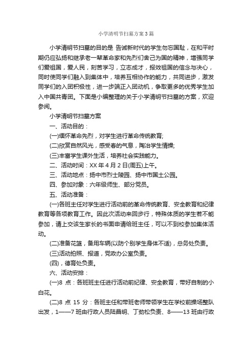 小学清明节扫墓方案3篇_策划方案_