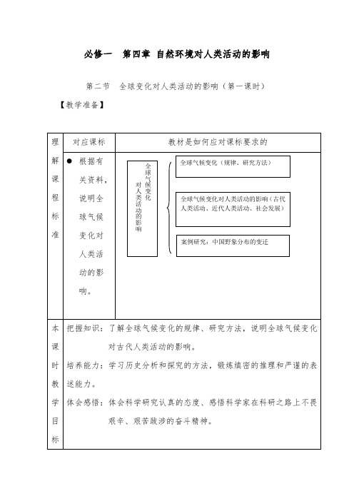 最新高中新湘教版地理4.2《全球变化对人类活动的影响》公开课教学设计必修1.