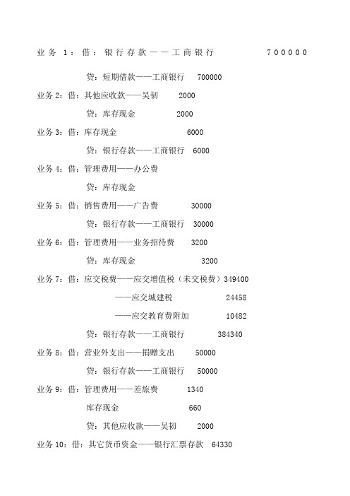 会计综合模拟实训答案