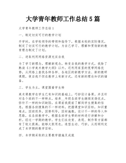 大学青年教师工作总结5篇