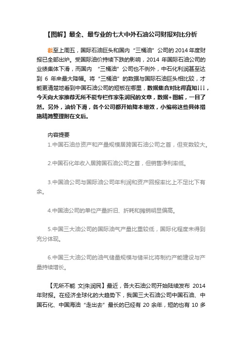 【图解】最全、最专业的七大中外石油公司财报对比分析