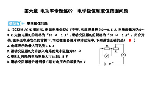 第六章+电功率专题练09 电学极值和取值范围问题课件2024-2025学年物理教科版九年级上册