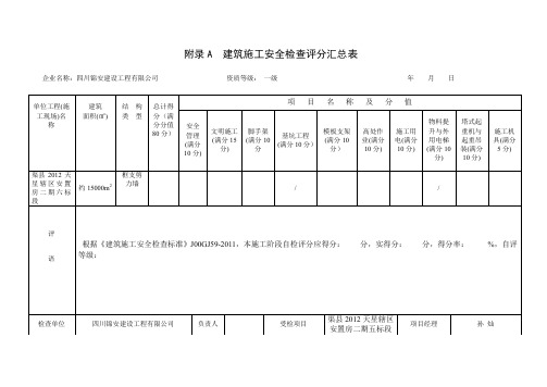 建筑施工安全检查标准(JGJ59-2011年)检查表正式版[1]