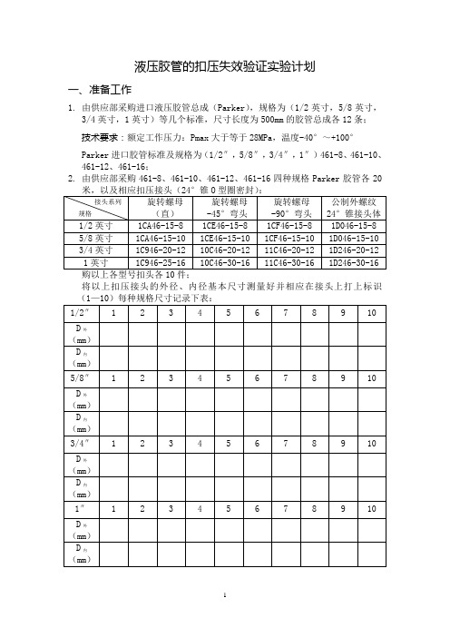 液压胶管的扣压失效验证实验计划