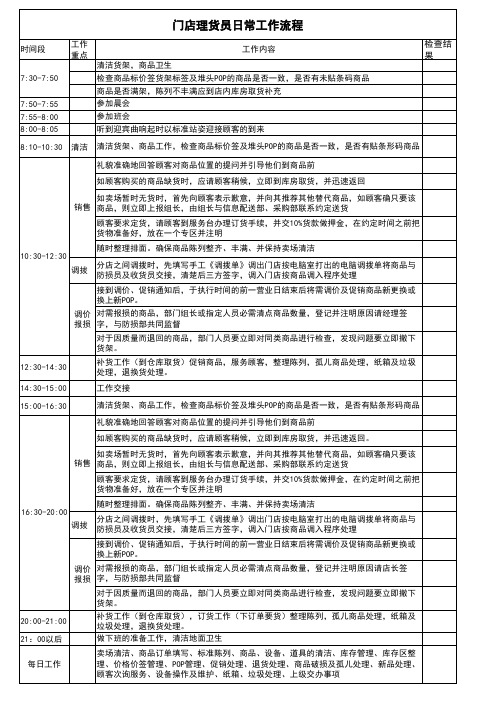 理货员日常工作流程定