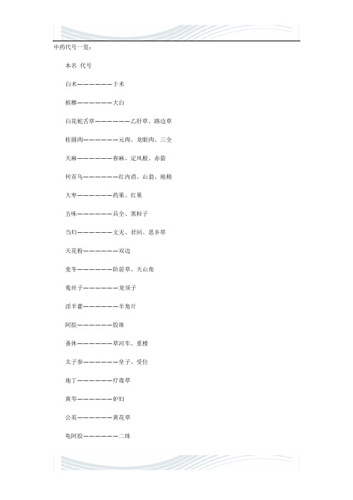 中药别名