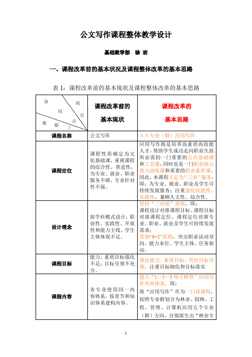 公文写作课程整体教学设计