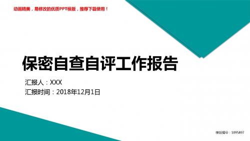 【推荐】2018-2019保密自查自评工作报告幻灯片模板【实用ppt】