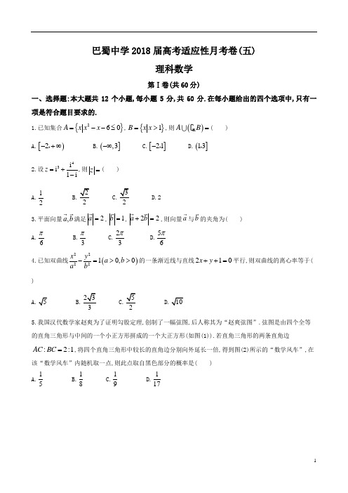 重庆市巴蜀中学高2018届高2015级高三第一学期第五次月考理数试题