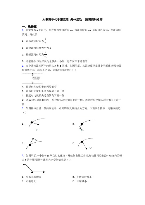 人教高中化学第五章 抛体运动  知识归纳总结