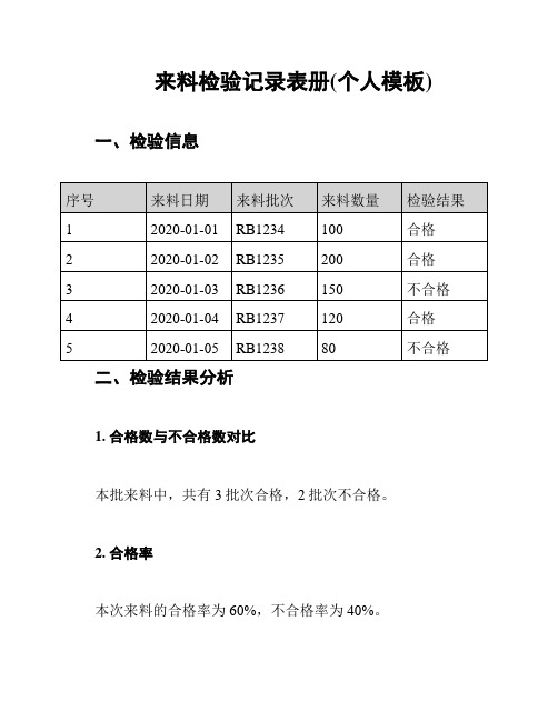 来料检验记录表册(个人模板)