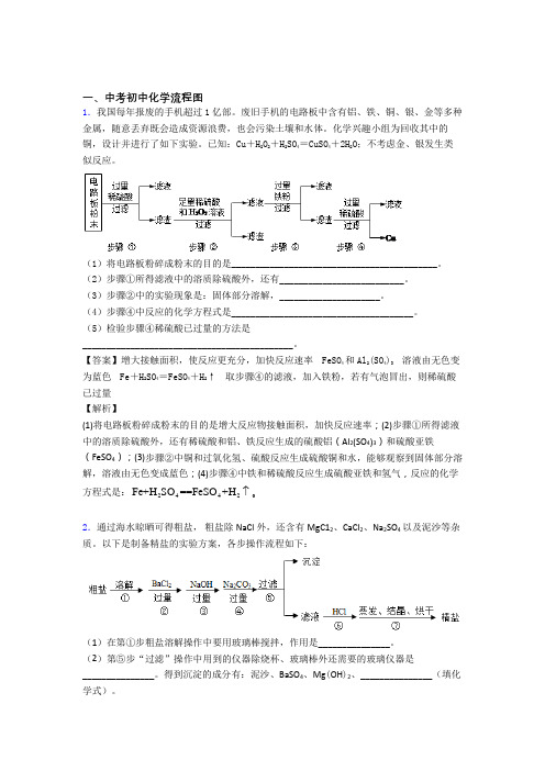 2020-2021中考化学专题题库∶流程图的综合题含答案