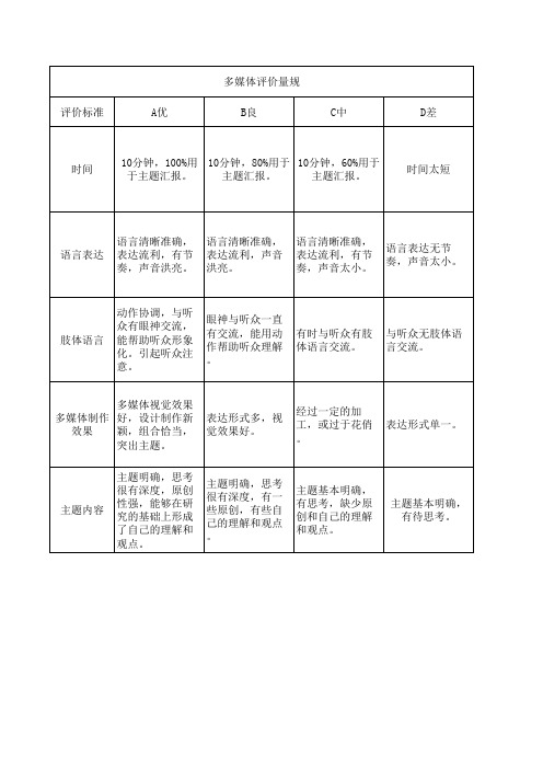 多媒体评价量规