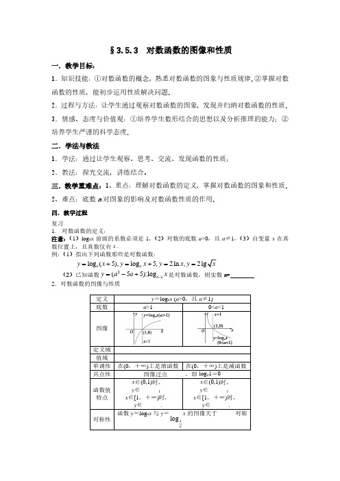 高中必修1教案3.5.3对数函数的图像和性质