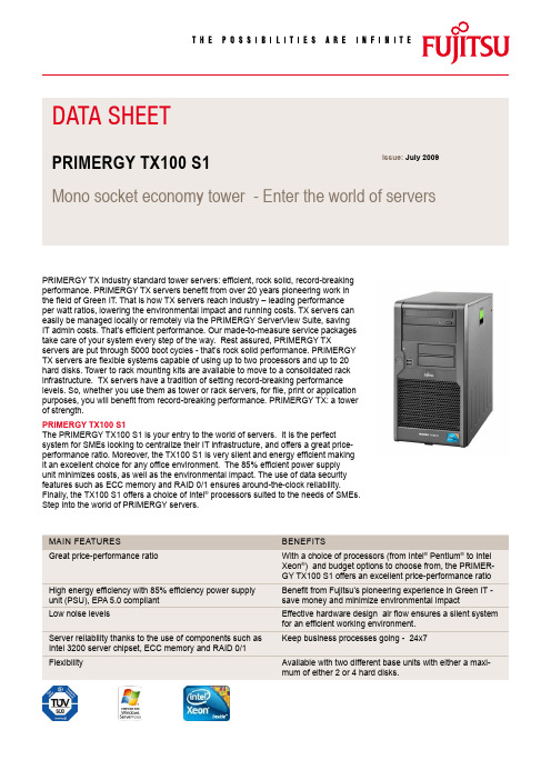 惠普 PRIMERGY TX 商业标准塔式服务器说明书