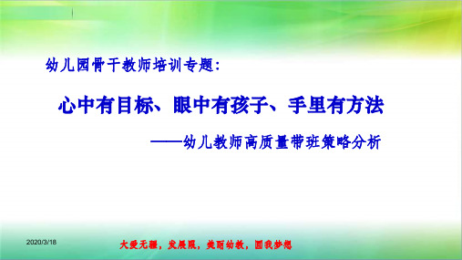 幼儿园教师培训：心中有目标、眼中有孩子、手里有方法-带班策略分析