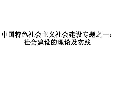 中国特色社会主义社会建设之一：社会建设的基本理论与实践