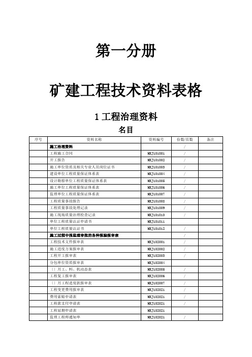 矿建工程技术资料电子表格