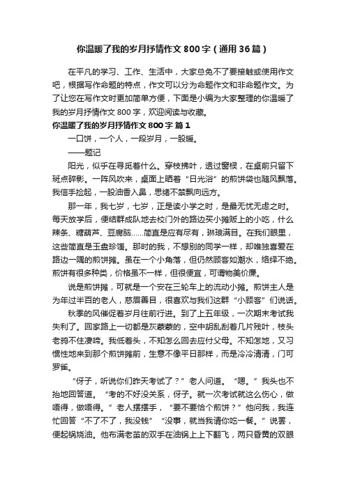 你温暖了我的岁月抒情作文800字（通用36篇）