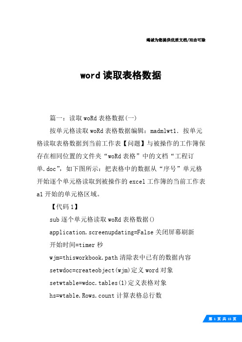 word读取表格数据