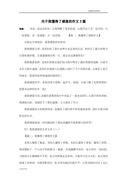 关于我懂得了感恩的作文3篇