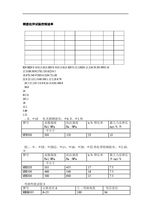 钢筋拉伸冷弯试验速率说明规范