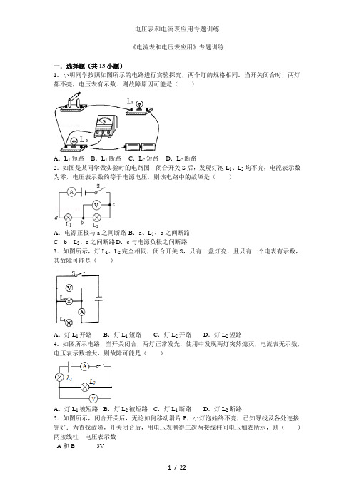 电压表和电流表应用专题训练