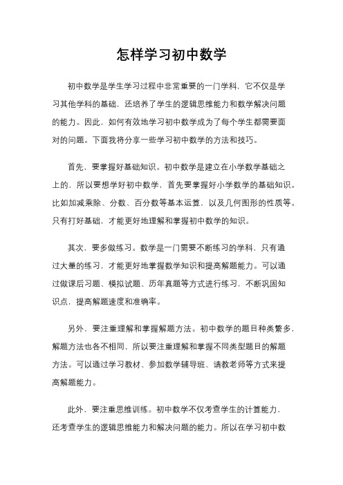 怎样学习初中数学