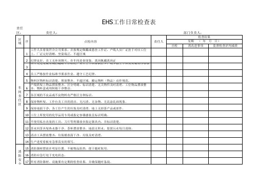 EHS工作日常检查表