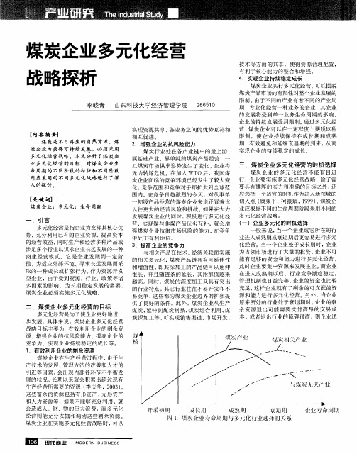 煤炭企业多元化经营战略探析