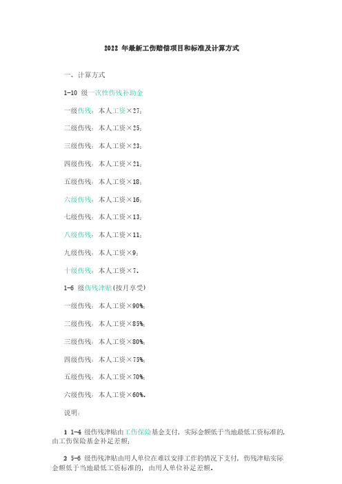 2022 年最新工伤赔偿项目和标准及计算方式