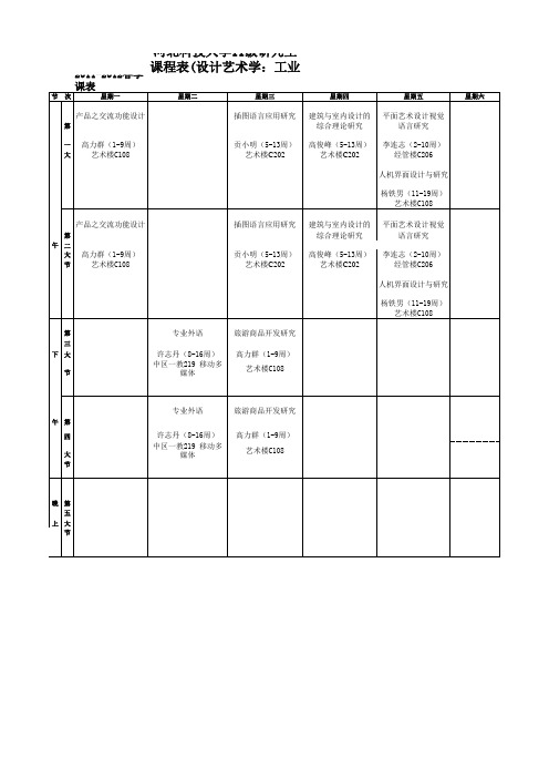 2011-2012(2)2011级设计艺术学(工业设计)课程表