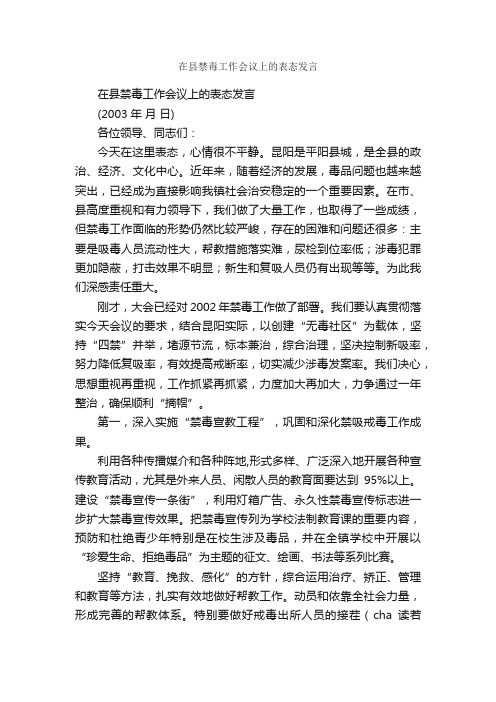 在县禁毒工作会议上的表态发言_会议发言稿_