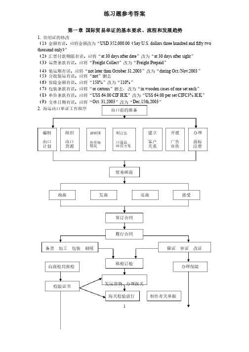 国际贸易单证实务书后练习题参考答案